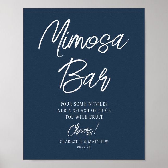 Póster Bar de Mimosa Cheers Letra Moderna Azul Marino (Frente)