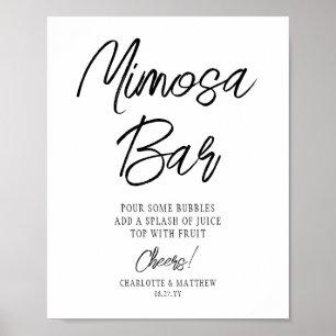 Póster Bar de Mimosa Cheers Moderno Letra Negra a Mano