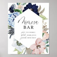 Bar de Mimosa con Marco Floral Azul Marino y Rubor