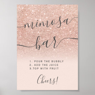 Póster Bar de mimosa con rubor ombre brillo dorado rosa