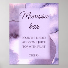 Póster Bar de Mimosa de acuarela violeta púrpura