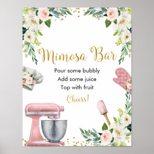 Póster Bar de Mimosa de Boda de Floral Kitchen