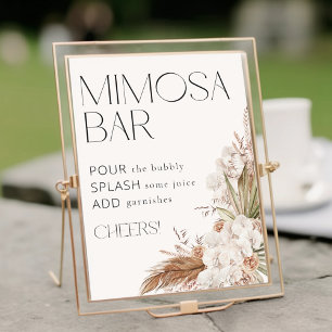 Póster Bar de Mimosa de Flores y Plumas Bohemias