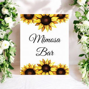 Póster Bar de Mimosa de Girasoles Amarillo Blanco Floral