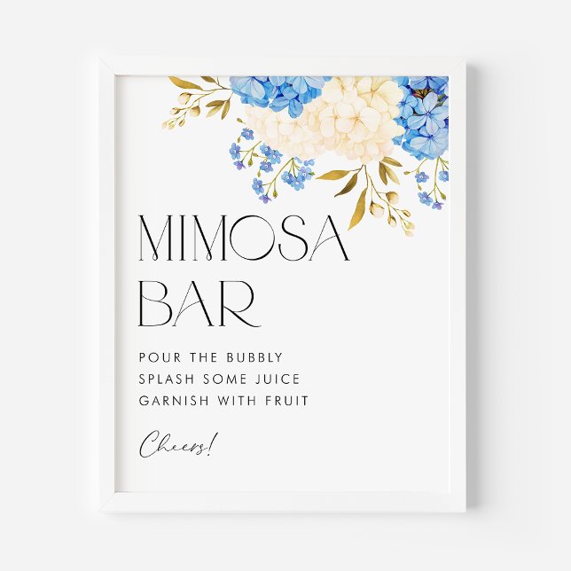 Póster Bar de Mimosa de Hortensias Azules y Blancas al Ac (Subido por el creador)