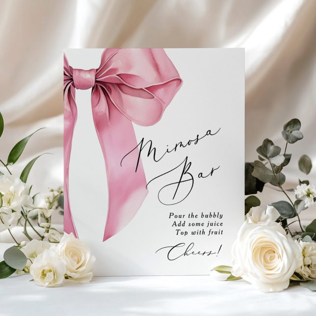 Póster Bar de Mimosa de lazo rosa Coquette Despedida de S (Subido por el creador)