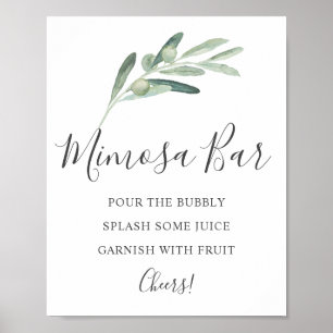 Póster Bar de Mimosa de Olivo Verde