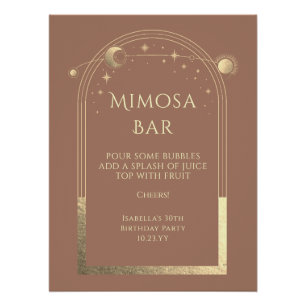 Póster Bar de Mimosa Dorada Mocha Celestial Sol Luna Estr