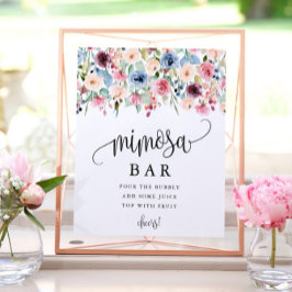 Póster Bar de Mimosa Flor de Acuarela Personalizada
