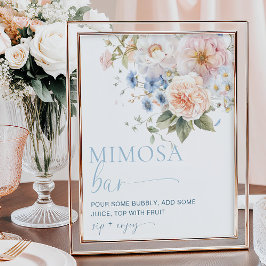 Póster Bar de Mimosa Floral Azul Hargrove