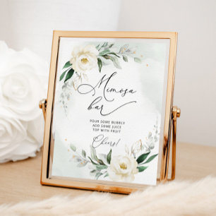 Póster Bar de mimosa floral dorado follaje Greneery