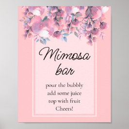 Póster Bar de Mimosa Floral Polvoriento Rosa Otoño Modern