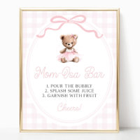 Bar de Mimosa para Baby Shower con Oso de Peluche 