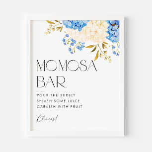 Póster Bar de Mimosa para Baby Shower de Hortensias Azule