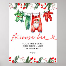 Póster Bar de Mimosa para Baby Shower de Santa de Navidad