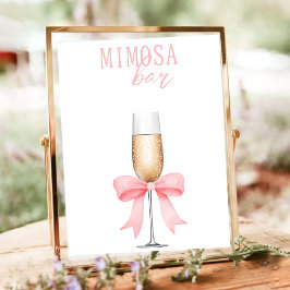 Póster Bar de Mimosa para Desayuno de Novia con Perlas Ro