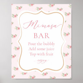 Póster Bar de Mimosa para Desayuno Nupcial con Té Rosa