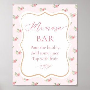 Póster Bar de Mimosa para Desayuno Nupcial con Té Rosa