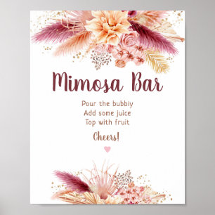 Póster Bar de Mimosa para Despedida de Soltera Boho con h