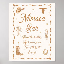 Póster Bar de Mimosa para Despedida de Soltera Boots and