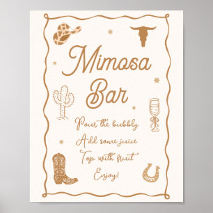 Póster Bar de Mimosa para Despedida de Soltera Boots and