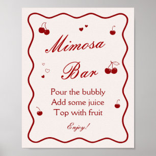 Póster Bar de Mimosa para Despedida de Soltera Cereza en