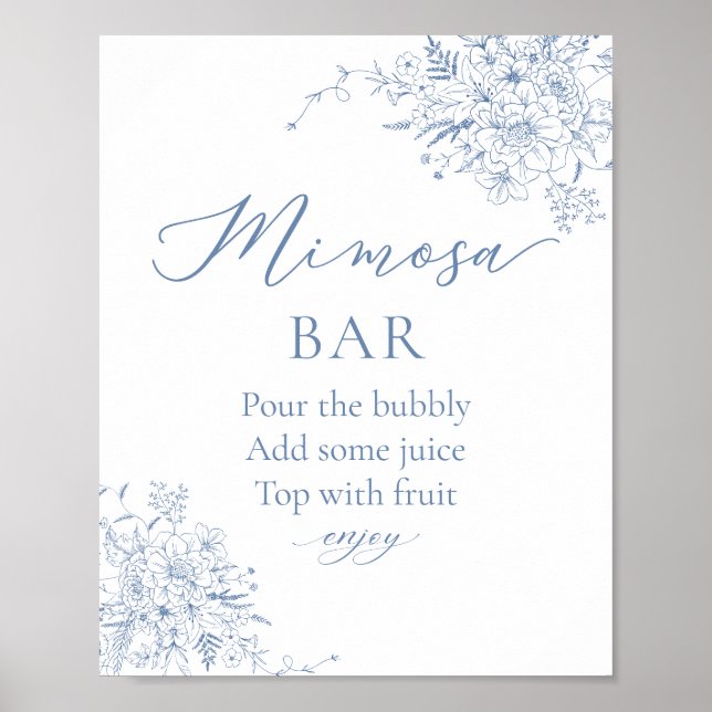 Póster Bar de Mimosa para Despedida de Soltera con Algo A (Frente)