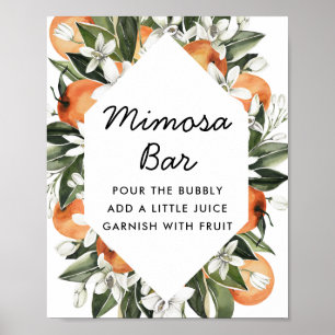 Póster Bar de Mimosa para Despedida de Soltera con Cítric