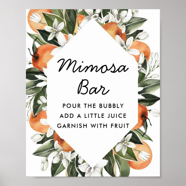 Póster Bar de Mimosa para Despedida de Soltera con Cítric (Frente)