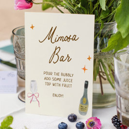 Póster Bar de Mimosa para Despedida de Soltera con Dibujo