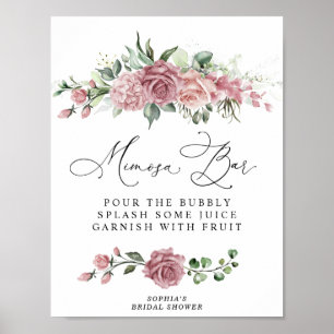 Póster Bar de Mimosa para Despedida de Soltera con Flores