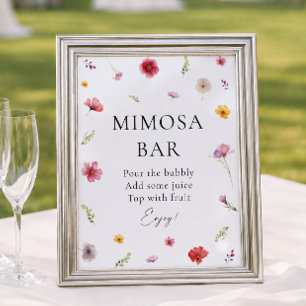 Póster Bar de Mimosa para Despedida de Soltera con Flores