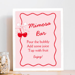 Póster Bar de Mimosa para Despedida de Soltera con Lazos 