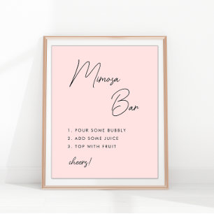 Póster Bar de Mimosa para Despedida de Soltera con Letra 