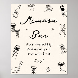 Póster Bar de Mimosa para Despedida de Soltera Italiana D