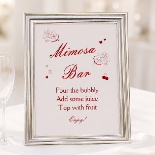 Póster Bar de Mimosa para Despedida de Soltera Vintage de