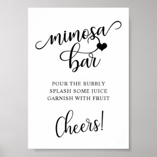 Póster Bar de MIMOSA para fiesta de desvelamiento de boda