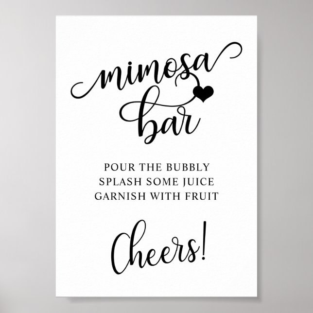 Póster Bar de MIMOSA para fiesta de desvelamiento de boda (Frente)