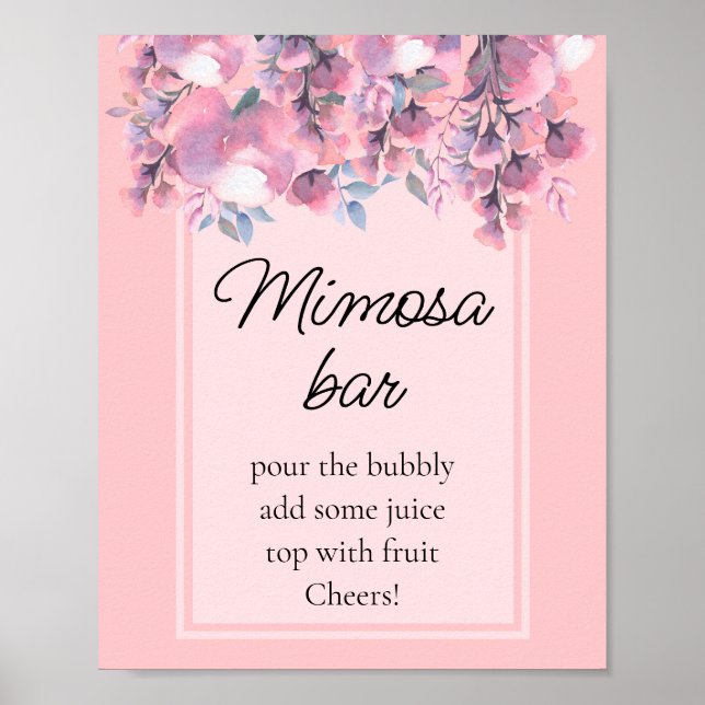 Póster Bar de mimosa rosa polvoriento floral de otoño mod (Frente)