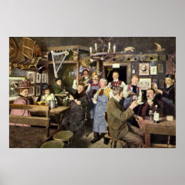 Póster Bar de moda antiguo con gente celebrando, Fiesta