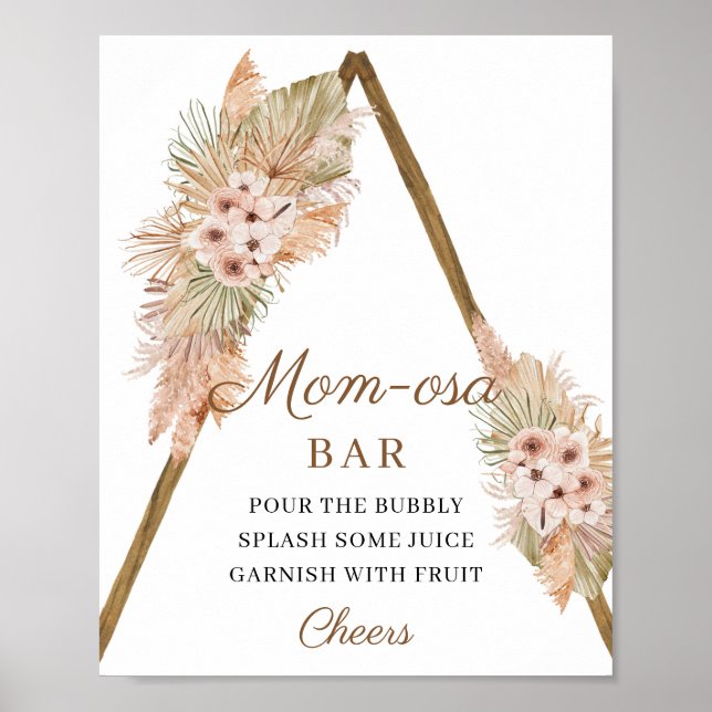Póster Bar de moda Boho Dried Palm Pampas Grass Momosa (Frente)
