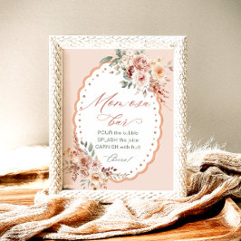 Póster Bar de Mom-osa para Baby Shower con flores Boho