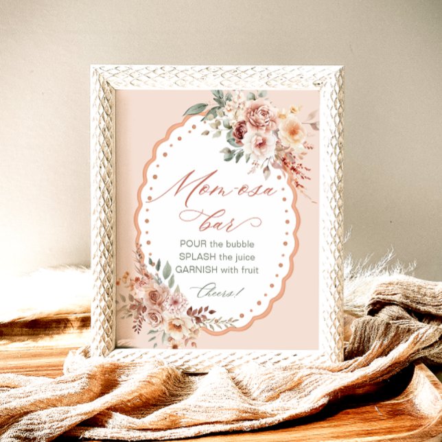 Póster Bar de Mom-osa para Baby Shower con flores Boho (Subido por el creador)