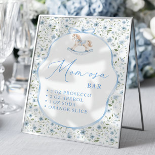Póster Bar de Mom-osa para Baby Shower de Caballo Mecedor