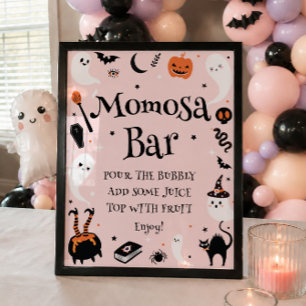 Póster Bar de Momosa de Cumpleaños de Halloween de Naranj