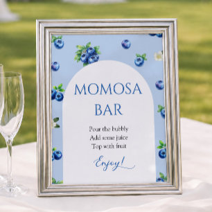Póster Bar de Momosa para Baby Shower de Arándanos