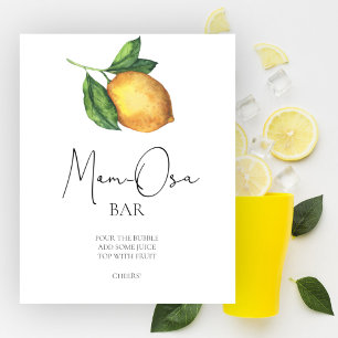 Póster Bar de Momosa para baby shower de limón