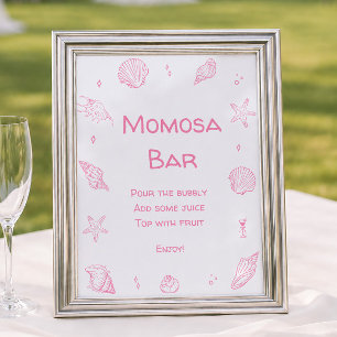 Póster Bar de Momosa para Baby Shower de Playa Costera Ro