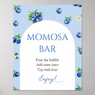 Póster Bar de Momosas para Baby Shower de Arándanos