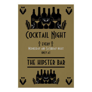 Póster Bar de noche de cócteles Pub
